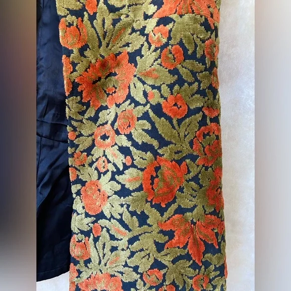 Trend Creations Handmade Floral Sleeveless Jacket Vest 70s Orange Green - Picture 2 of 9